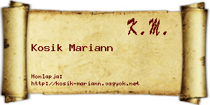 Kosik Mariann névjegykártya